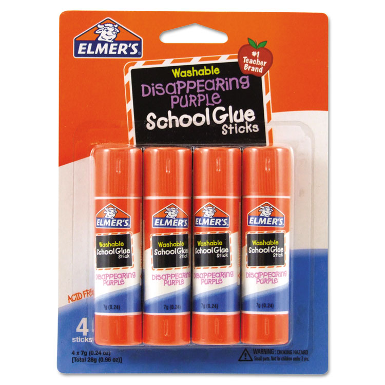 Washable School Glue Sticks, 0.24 oz, Applies Purple, Dries Clear, 4/Pack Elmer's Washable School Glue Sticks, 0.24 Oz, Applies Purple, Dries Clear, 4/Pack -SAFAVIEH Shop 155364