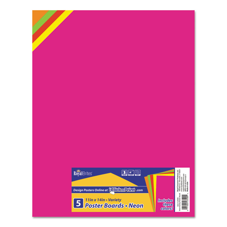 Premium Coated Poster Board, 11 x 14, Assorted Neon Colors, 5/Pack Royal Brites Premium Coated Poster Board, 11 X 14, Assorted Neon Colors, 5/Pack -SAFAVIEH Shop 263216