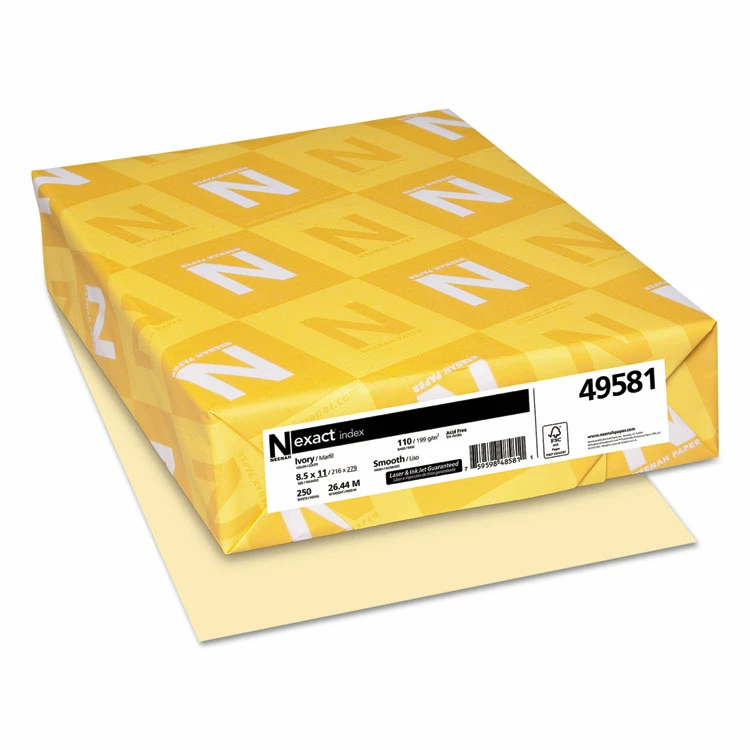 Neenah Paper Exact Index Card Stock, 110 Lb Index Weight, 8.5 X 11, Ivory, 250/Pack 3 Neenah Paper Exact Index Card Stock, 110 Lb Index Weight, 8.5 X 11, Ivory, 250/Pack
