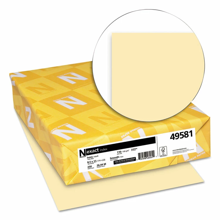 Neenah Paper Exact Index Card Stock, 110 Lb Index Weight, 8.5 X 11, Ivory, 250/Pack 4 Neenah Paper Exact Index Card Stock, 110 Lb Index Weight, 8.5 X 11, Ivory, 250/Pack - Image 2
