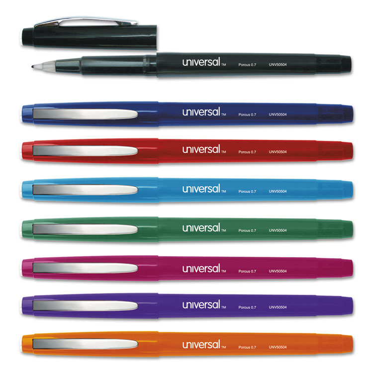Porous Point Pen, Stick, Medium 0.7 mm, Assorted Ink and Barrel Colors, 8/Pack Universal Porous Point Pen, Stick, Medium 0.7 Mm, Assorted Ink And Barrel Colors, 8/Pack -SAFAVIEH Shop 302348