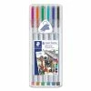 Staedtler Triplus Fineliner Porous Point Pen, Stick, Extra-Fine 0.3 Mm, Assorted Ink Colors, Silver Barrel, 6/Pack