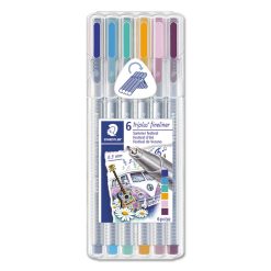 Staedtler Triplus Fineliner Porous Point Pen, Stick, Extra-Fine 0.3 Mm, Six Assorted Ink Colors, Silver Barrel, 6/Pack