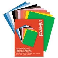 Universal Construction Paper, 76 Lb Text Weight, 9 X 12, Assorted, 200/Pack
