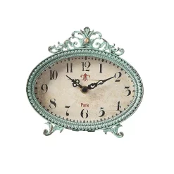 Table Clocks 3R Studios Lily 6.25 In. H X 6.5 In. W Aqua Table Clock