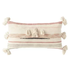 Throw Pillows 3R Studios Pink And Brown Striped Kilim Lumber 28 In. X 14 In. Throw Pillow