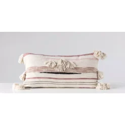 Throw Pillows 3R Studios Pink And Brown Striped Kilim Lumber 28 In. X 14 In. Throw Pillow -SAFAVIEH Shop 3r studios throw pillows df1644 76 1000