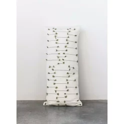 Throw Pillows 3R Studios White With Green Accents Handwoven Lumbar 36 In. X 16 In. Throw Pillow -SAFAVIEH Shop 3r studios throw pillows df1652 1f 1000