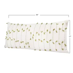 Throw Pillows 3R Studios White With Green Accents Handwoven Lumbar 36 In. X 16 In. Throw Pillow -SAFAVIEH Shop 3r studios throw pillows df1652 4f 1000