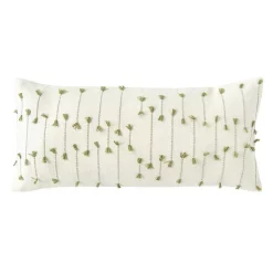 Throw Pillows 3R Studios White With Green Accents Handwoven Lumbar 36 In. X 16 In. Throw Pillow