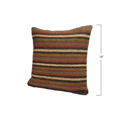 Throw Pillows 3R Studios Multicolor Striped Kilim Jute And Wool Blend 18 In. X 18 In. Throw Pillow -SAFAVIEH Shop 3r studios throw pillows df1776 4f 1000