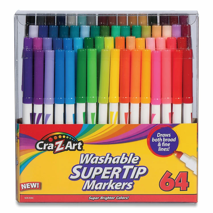 Cra-Z-Art Washable SuperTip Markers, Fine/Broad Bullet Tips, Assorted Colors, 64/Set 3 Cra-Z-Art Washable SuperTip Markers, Fine/Broad Bullet Tips, Assorted Colors, 64/Set