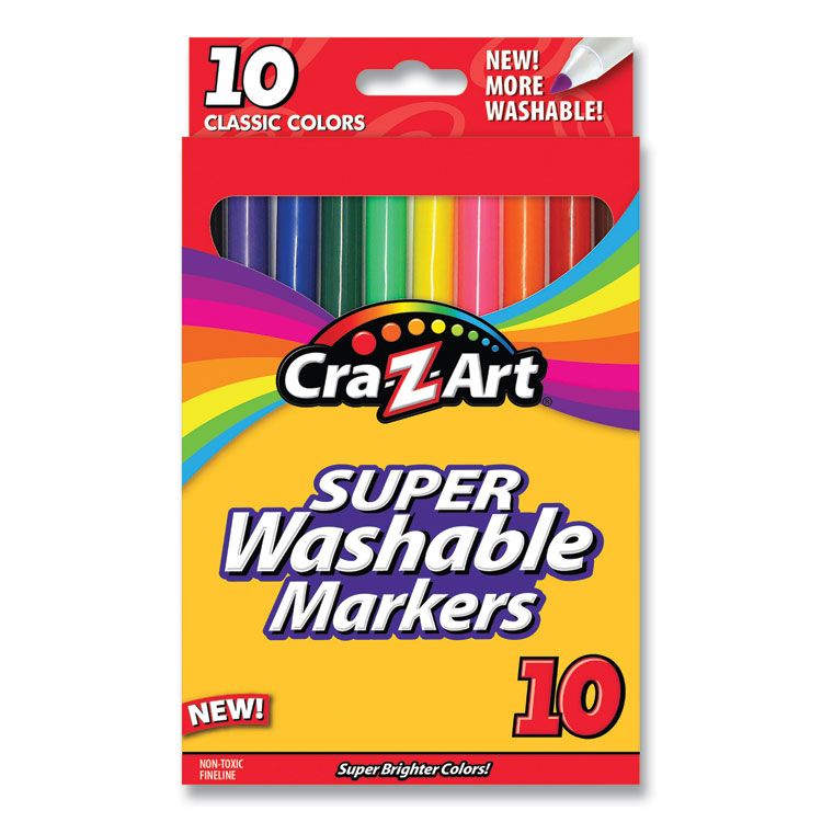 Super Washable Markers, Fine Bullet Tip, Assorted Colors, 10/Set Cra-Z-Art Super Washable Markers, Fine Bullet Tip, Assorted Colors, 10/Set -SAFAVIEH Shop 701070
