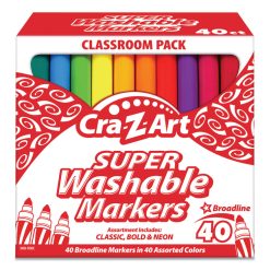 Cra-Z-Art Super Washable Markers, Broad Bullet Tip, Assorted Colors, 40/Set