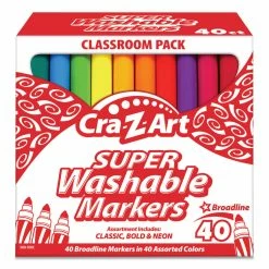 Cra-Z-Art Super Washable Markers, Broad Bullet Tip, Assorted Colors, 40/Set