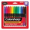 Cra-Z-Art Colorsharp Permanent Markers, Fine Bullet Tip, Assorted Colors, 12/Set
