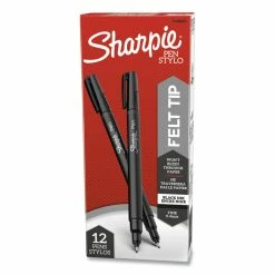 Sharpie Water-Resistant Ink Porous Point Pen, Stick, Fine 0.4 Mm, Black Ink, Black/Gray Barrel, Dozen