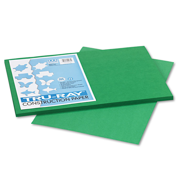 Pacon Tru-Ray Construction Paper, 76 Lb Text Weight, 12 X 18, Holiday Green, 50/Pack 3 Pacon Tru-Ray Construction Paper, 76 Lb Text Weight, 12 X 18, Holiday Green, 50/Pack