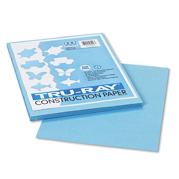 Pacon Tru-Ray Construction Paper, 76 Lb Text Weight, 9 X 12, Sky Blue, 50/Pack 3 Pacon Tru-Ray Construction Paper, 76 Lb Text Weight, 9 X 12, Sky Blue, 50/Pack