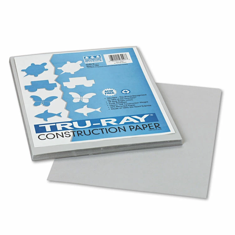 Pacon Tru-Ray Construction Paper, 76 Lb Text Weight, 9 X 12, Gray, 50/Pack 3 Pacon Tru-Ray Construction Paper, 76 Lb Text Weight, 9 X 12, Gray, 50/Pack