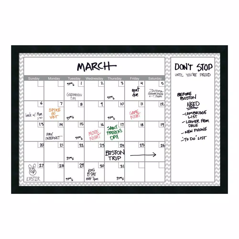 Memo Boards Amanti Art Grey Chevron Calendar 38 In. W X 26 In. H Framed Glass Dry Erase Board 6 Memo Boards Amanti Art Grey Chevron Calendar 38 In. W X 26 In. H Framed Glass Dry Erase Board - Image 4