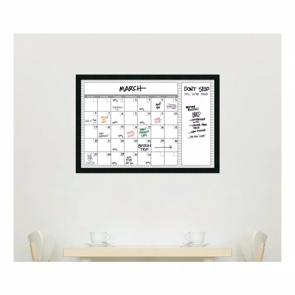 Memo Boards Amanti Art Grey Chevron Calendar 38 In. W X 26 In. H Framed Glass Dry Erase Board 8 Memo Boards Amanti Art Grey Chevron Calendar 38 In. W X 26 In. H Framed Glass Dry Erase Board - Image 6