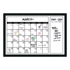 Memo Boards Amanti Art White Calendar 38 In. W X 26 In. H Framed Glass Dry Erase Board