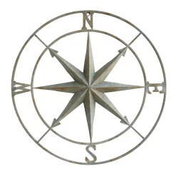 Decorative Letters 3R Studios 41 In. X 41 In. Distressed Aqua Iron Metal Wall Compass
