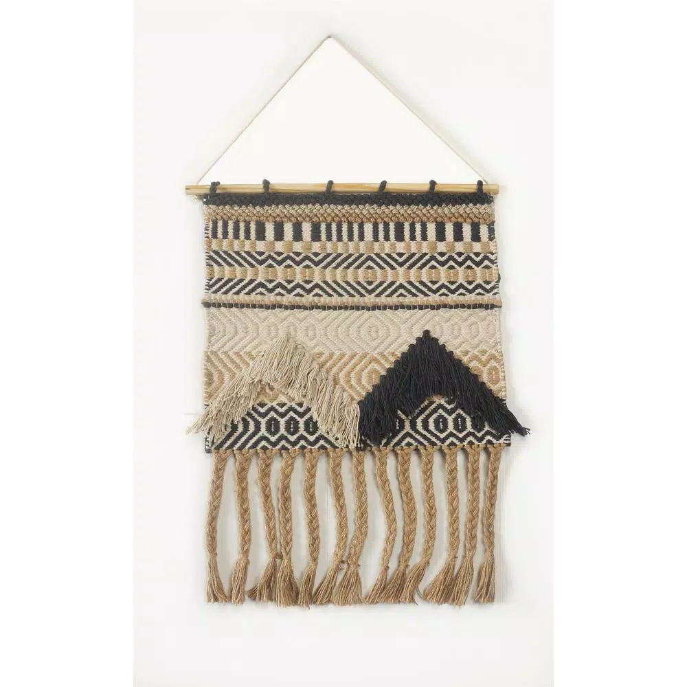Wall Accents LR Home Trellis Beige / Charcoal Geometric Braided Fringed Wall Tapestry 3 Wall Accents LR Home Trellis Beige / Charcoal Geometric Braided Fringed Wall Tapestry