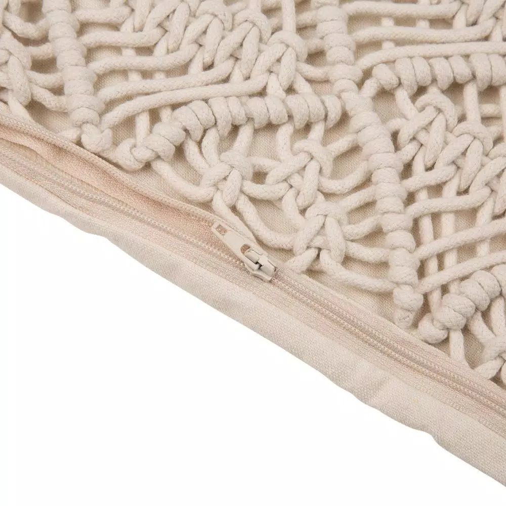 Throw Pillows Glitzhome 18 In. L X 18 In. W Hollow-Carved Handmade Cotton Rope Pillow Cover With Tassel 7 Throw Pillows Glitzhome 18 In. L X 18 In. W Hollow-Carved Handmade Cotton Rope Pillow Cover With Tassel - Image 5