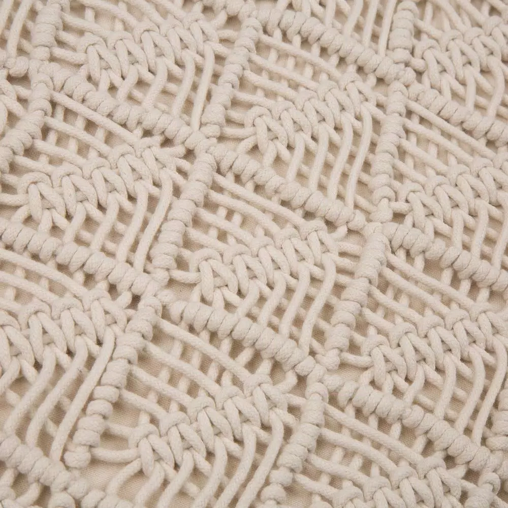 Throw Pillows Glitzhome 18 In. L X 18 In. W Hollow-Carved Handmade Cotton Rope Pillow Cover With Tassel 5 Throw Pillows Glitzhome 18 In. L X 18 In. W Hollow-Carved Handmade Cotton Rope Pillow Cover With Tassel - Image 3