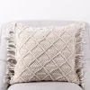 Throw Pillows Glitzhome 18 In. L X 18 In. W Hollow-Carved Handmade Cotton Rope Pillow Cover With Tassel