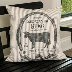 Throw Pillows Heritage Lace Farmhouse Butterfield Farms 22 In. X 22 In. Tan And Black Pillow Cover