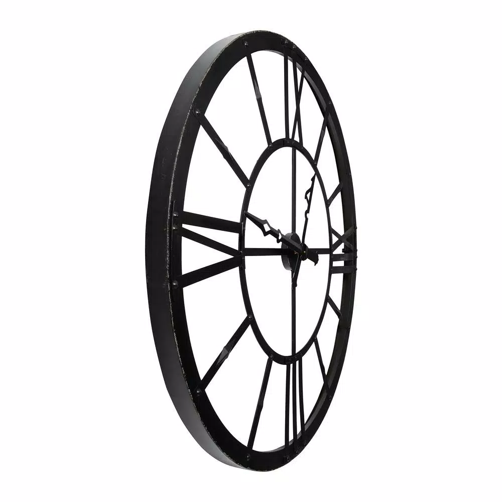 Wall Clocks 3R Studios Black Metal Framed Wall Clock 6 Wall Clocks 3R Studios Black Metal Framed Wall Clock - Image 4