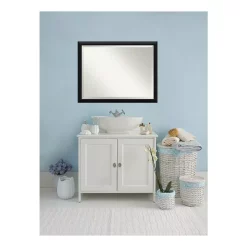 Mirrors Amanti Art Nero 44 In. W X 34 In. H Framed Rectangular Beveled Edge Bathroom Vanity Mirror In Black