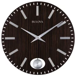 Wall Clocks Bulova 24 In. H X 24 In. W Zebrawood Case Round Wall Clock