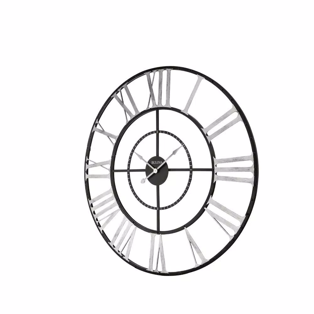 Bulova 60 in. H x 60 in. W Weathered Metal Case Round Oversized Wall Clock Wall Clocks Bulova 60 In. H X 60 In. W Weathered Metal Case Round Oversized Wall Clock -SAFAVIEH Shop black bulova wall clocks c4877 c3 1000