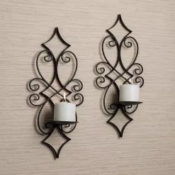 Wall Accents DANYA B Casablanca Black Candle Sconce (Set Of 2)