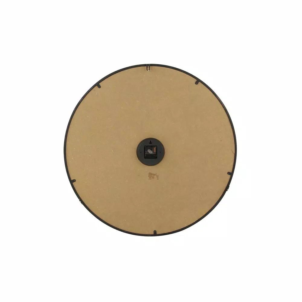 Wall Clocks LITTON LANE 32 In. Round Rustic Black Iron And Wood Antique Roman Numeral Wall Clock 5 Wall Clocks LITTON LANE 32 In. Round Rustic Black Iron And Wood Antique Roman Numeral Wall Clock - Image 3