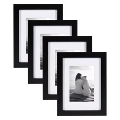 Picture Frames DesignOvation Gallery 5 In. X 7 In. Matted To 3.5 In. X 5 In. Black Picture Frame (Set Of 4)