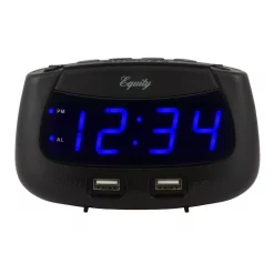 Table Clocks Equity By La Crosse 0.9 In. Blue LED Dual USB Digital Alarm Clock -SAFAVIEH Shop black equity by la crosse table clocks 30417 c3 1000