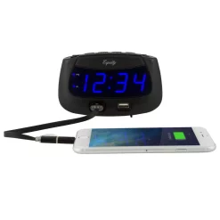 Table Clocks Equity By La Crosse 0.9 In. Blue LED Dual USB Digital Alarm Clock -SAFAVIEH Shop black equity by la crosse table clocks 30417 fa 1000