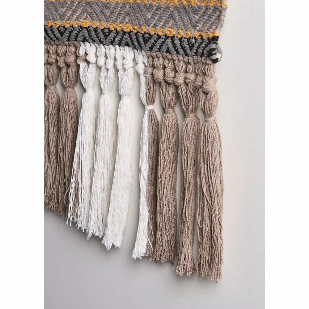 Wall Accents LR Home Trellis Neutral Black / Gray Geometric Fringe Wall Tapestry 8 Wall Accents LR Home Trellis Neutral Black / Gray Geometric Fringe Wall Tapestry - Image 6