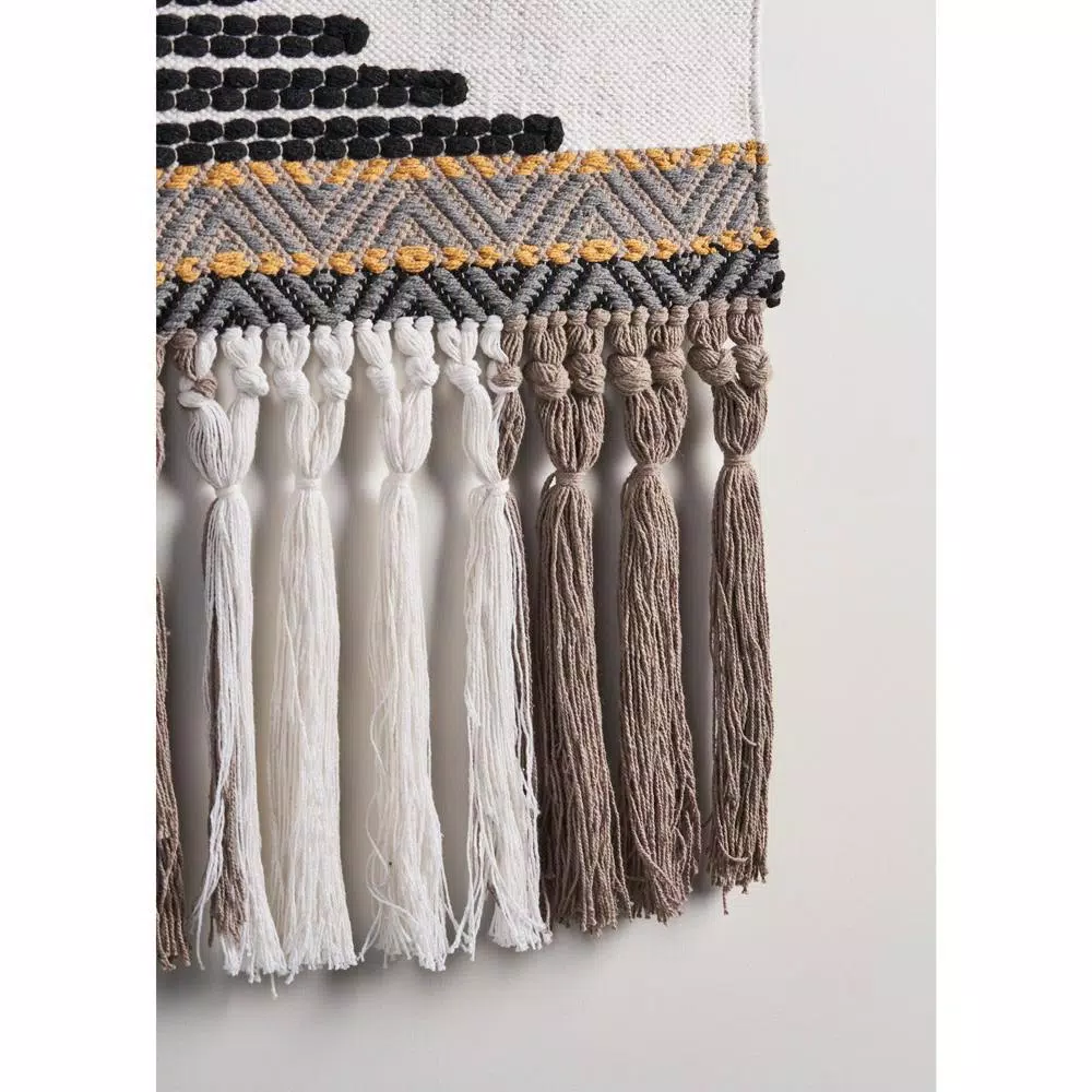 Wall Accents LR Home Trellis Neutral Black / Gray Geometric Fringe Wall Tapestry 4 Wall Accents LR Home Trellis Neutral Black / Gray Geometric Fringe Wall Tapestry - Image 2
