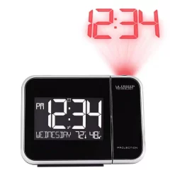 Table Clocks La Crosse Technology 5.95 In. W X 4.50 In. H Projection Alarm Clock With Indoor Temperature 10 Table Clocks La Crosse Technology 5.95 In. W X 4.50 In. H Projection Alarm Clock With Indoor Temperature -SAFAVIEH Shop black la crosse technology table clocks 616 1412 44 1000