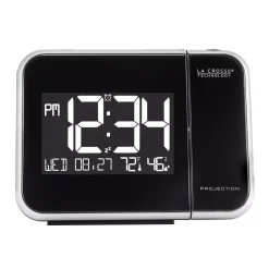 Table Clocks La Crosse Technology 5.95 In. W X 4.50 In. H Projection Alarm Clock With Indoor Temperature