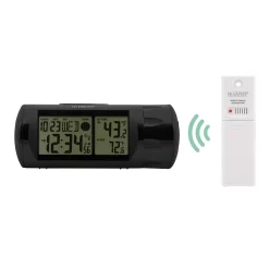 Table Clocks La Crosse Technology WWVB Round LCD Projection Alarm Clock With Out Temperature -SAFAVIEH Shop black la crosse technology table clocks 616 143 4f 1000