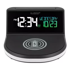 Table Clocks La Crosse Technology Wireless Charging Alarm Clock With Glowing Light Base