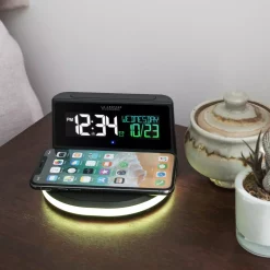 Table Clocks La Crosse Technology Wireless Charging Alarm Clock With Glowing Light Base -SAFAVIEH Shop black la crosse technology table clocks 617 148 int 76 1000
