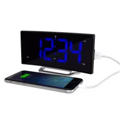 Table Clocks La Crosse Technology 1.8 In. Curved Blue LED Atomic Dual Alarm Clock -SAFAVIEH Shop black la crosse technology table clocks 617 249 1f 1000
